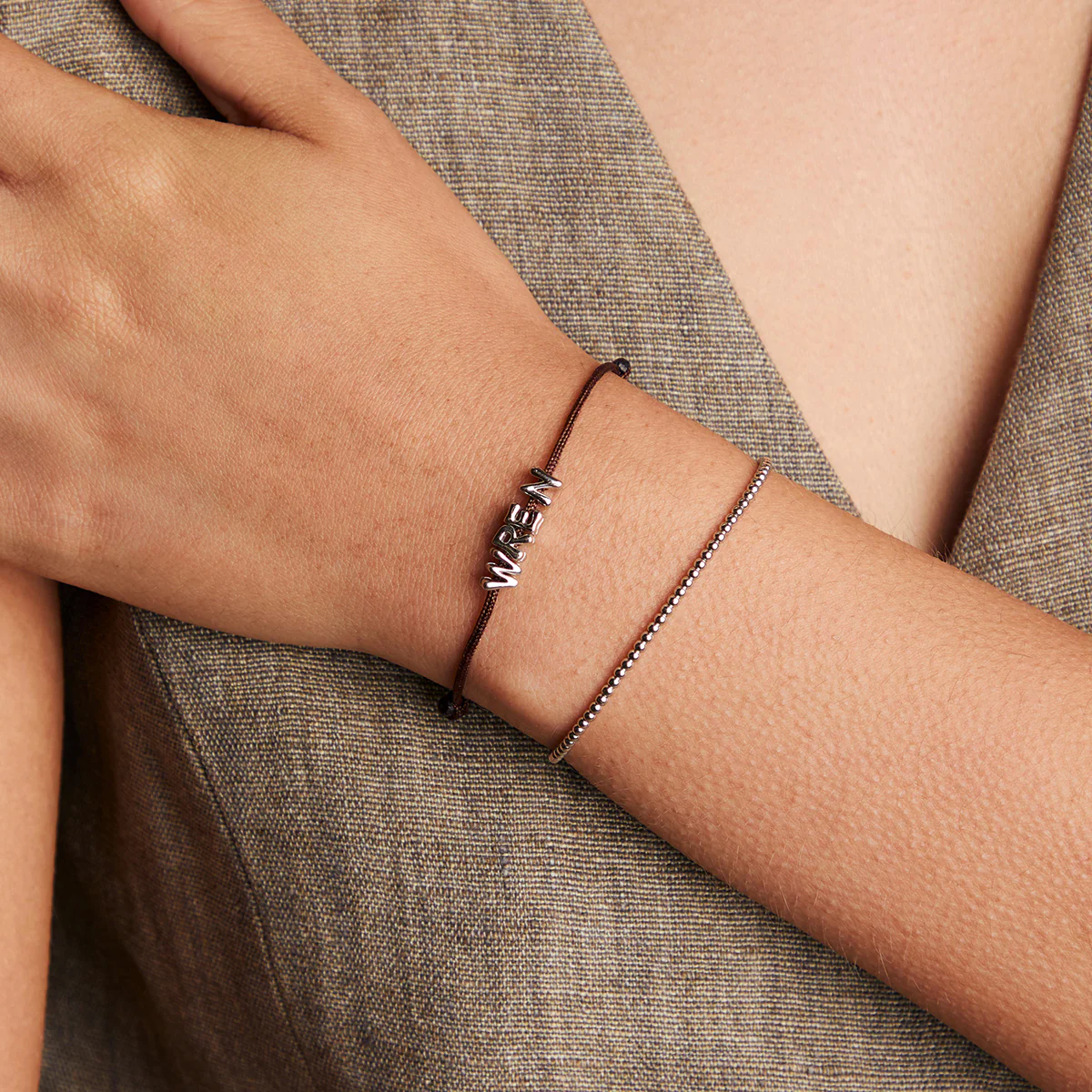 W Initial Click Charm in Solid White Gold - Image 3