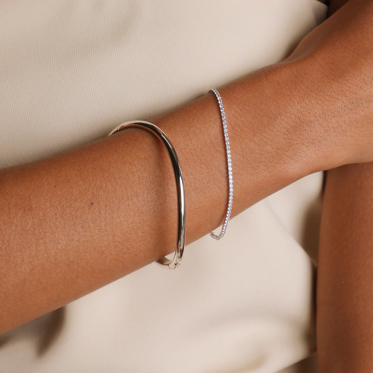 Wave Bangle in Silver - Image 3