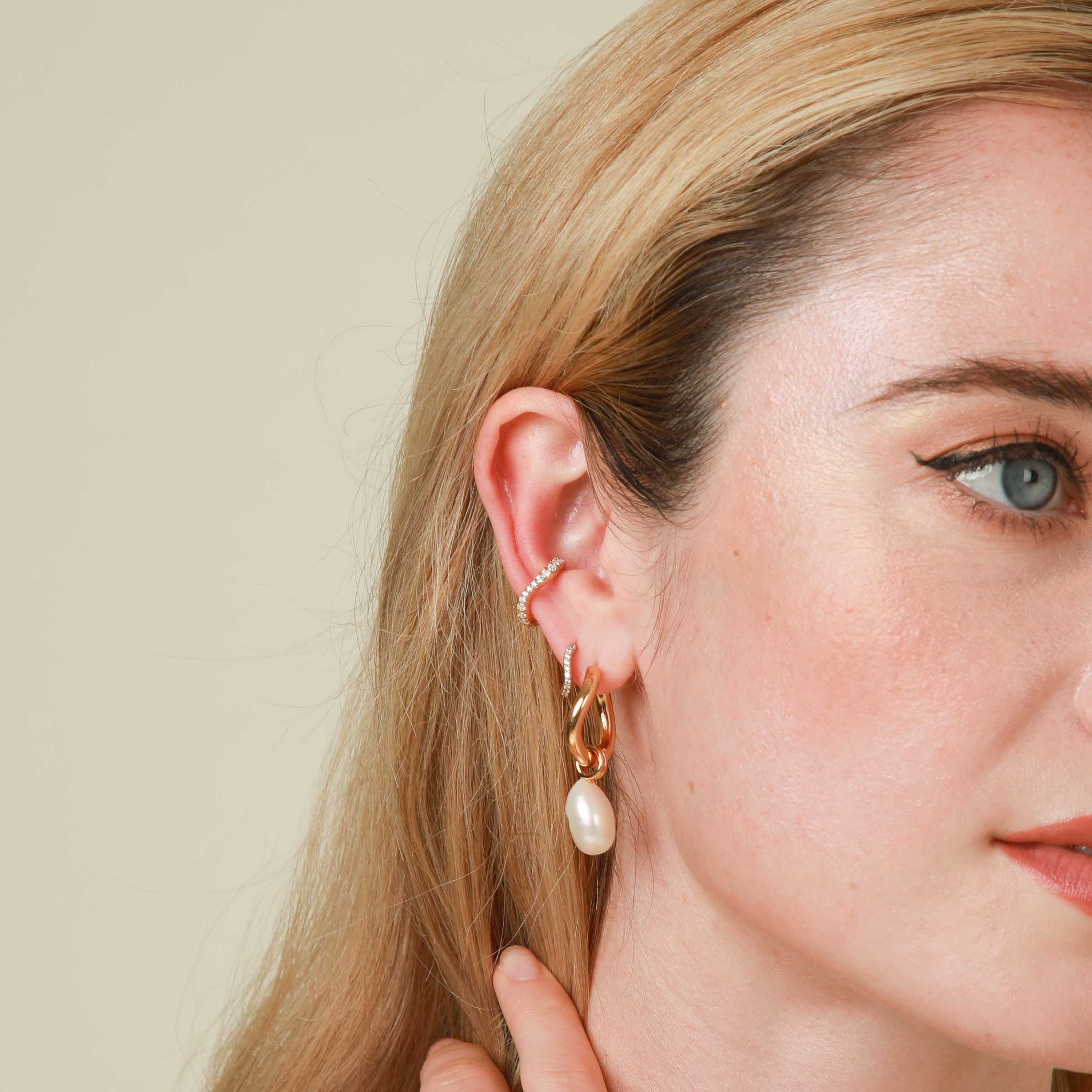 Wave Crystal Ear Cuff in Gold - Image 2