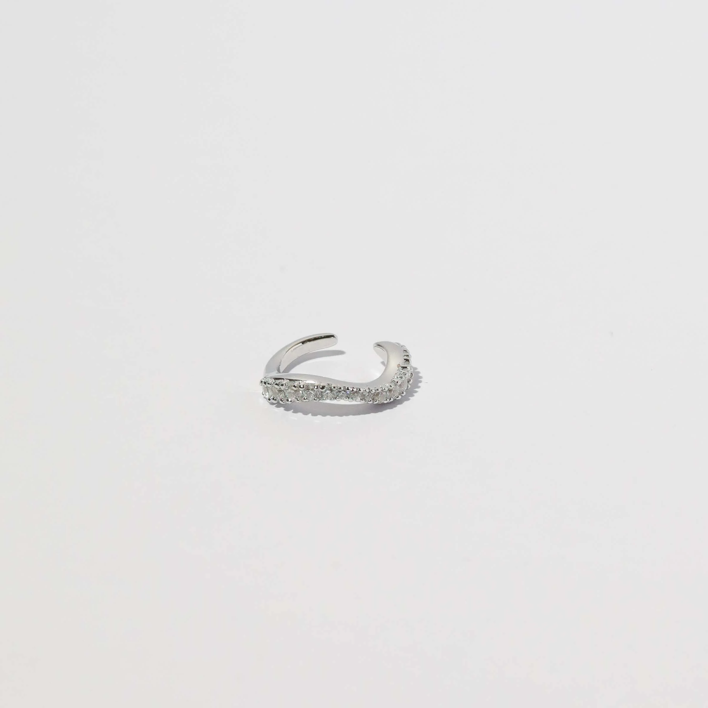 Wave Crystal Ear Cuff in Silver - Image 3