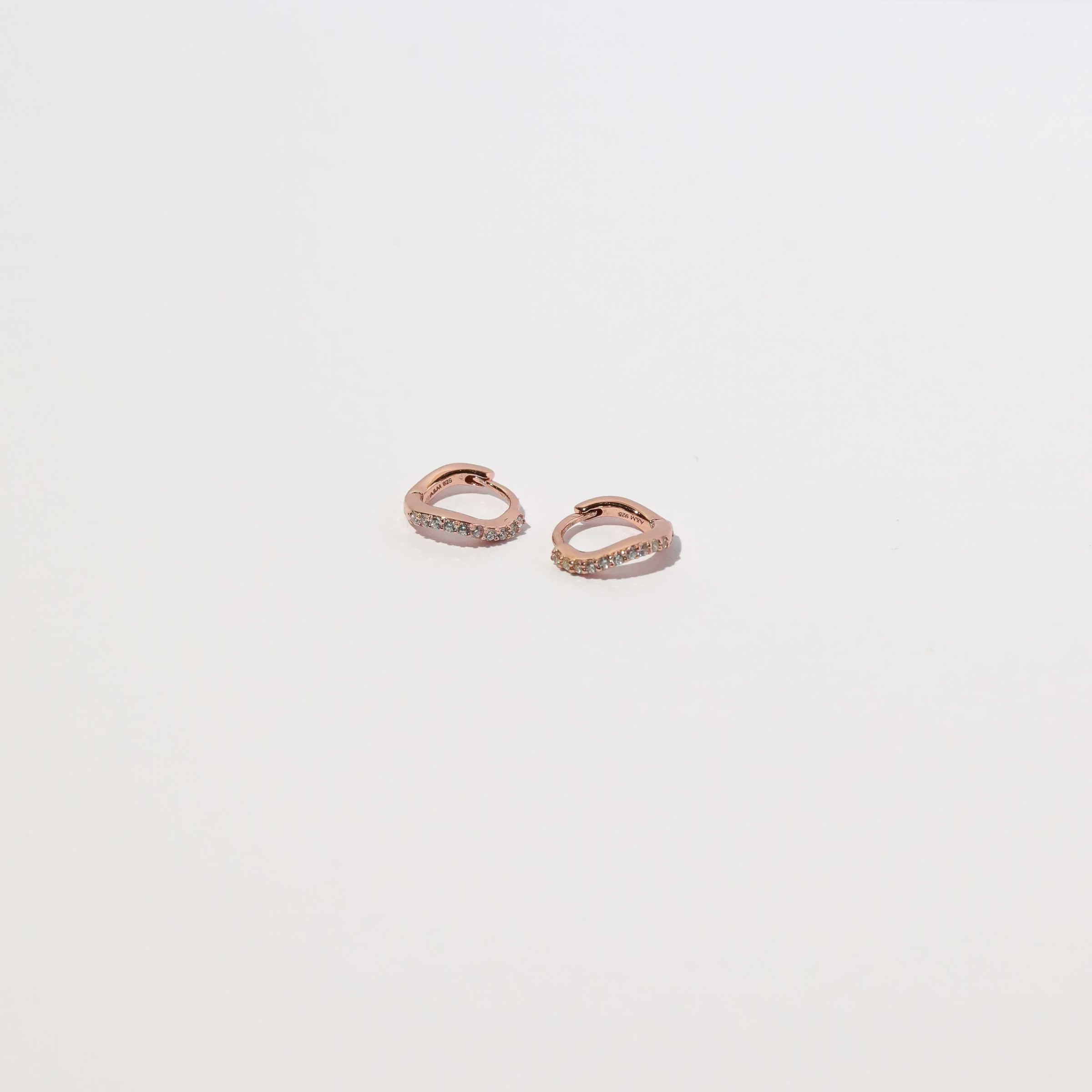 Wave Crystal Huggies in Rose Gold - Image 3