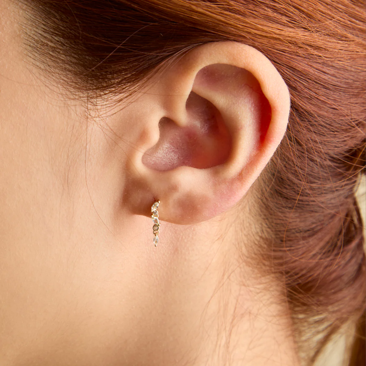 White Topaz Cluster Drop Studs in 9k Gold - Image 2