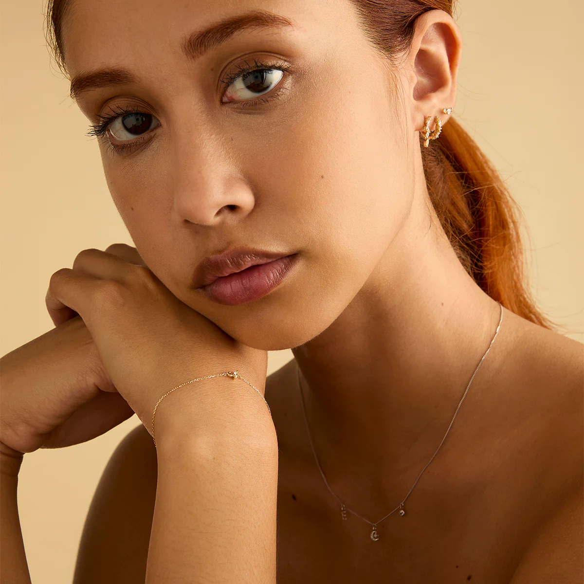 White Topaz Cluster Drop Studs in 9k Gold - Image 5