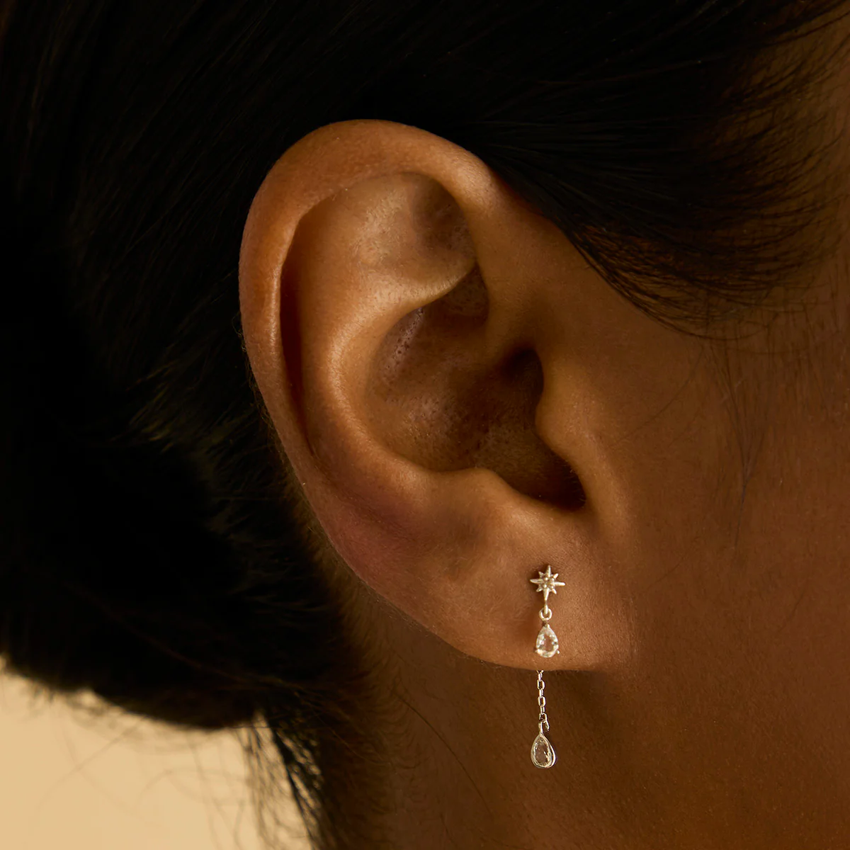 White Topaz Ear Curation Chain™ in Solid White Gold - Image 2