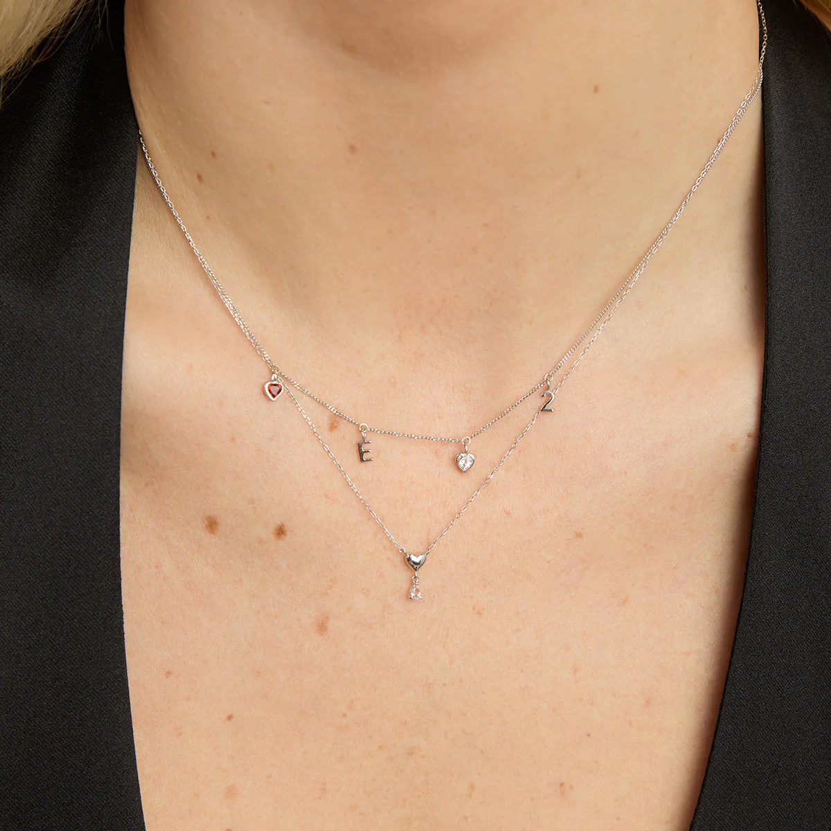 White Topaz Heart Pendant Necklace in Solid White Gold - Image 3