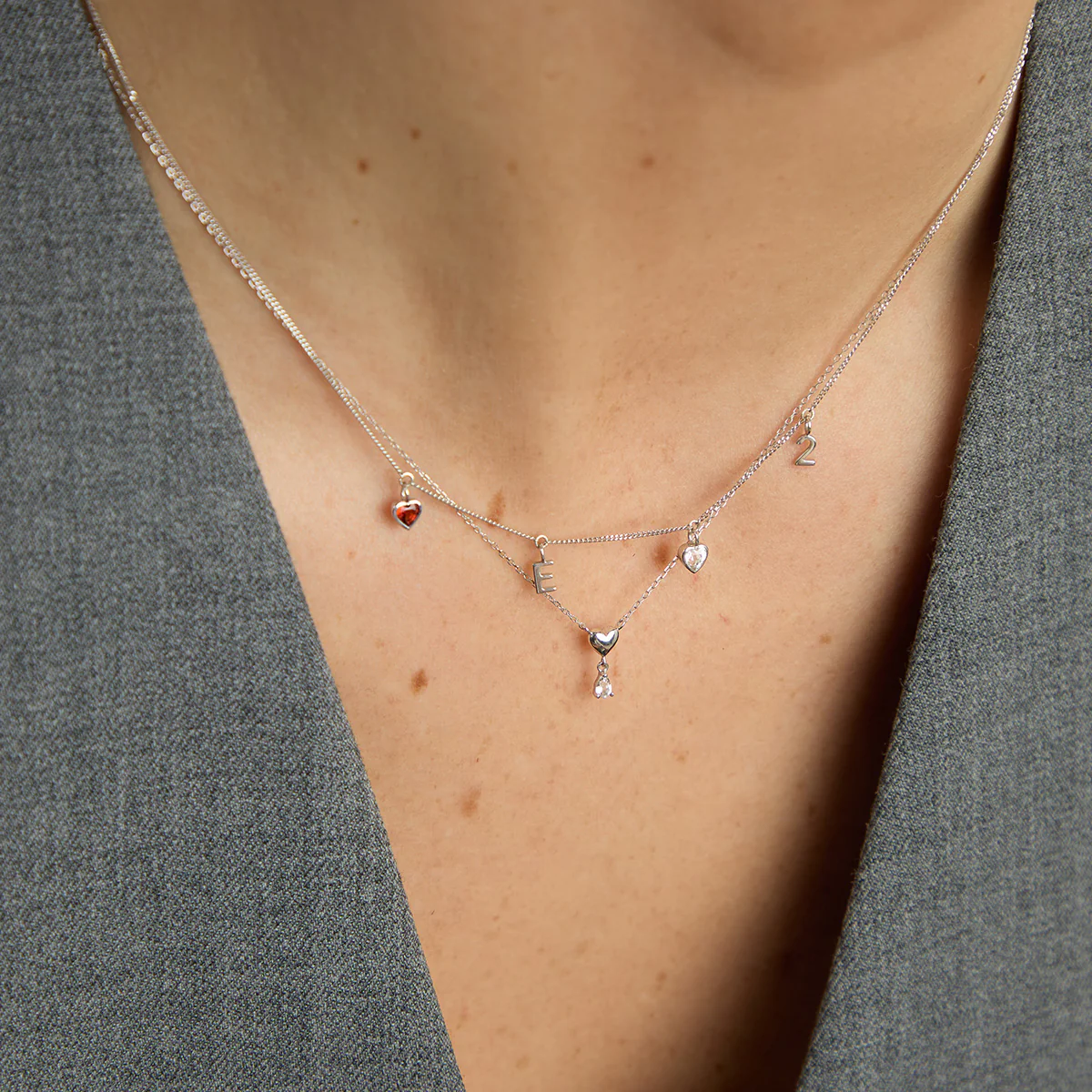 White Topaz Heart Pendant Necklace in Solid White Gold - Image 5