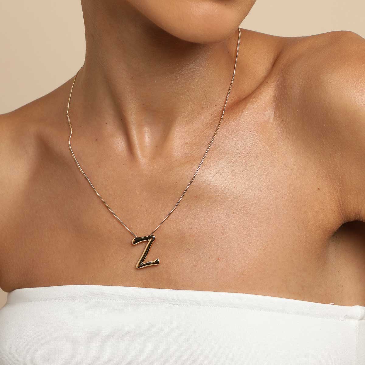 Z Initial Bold Pendant Necklace in Gold - Image 2