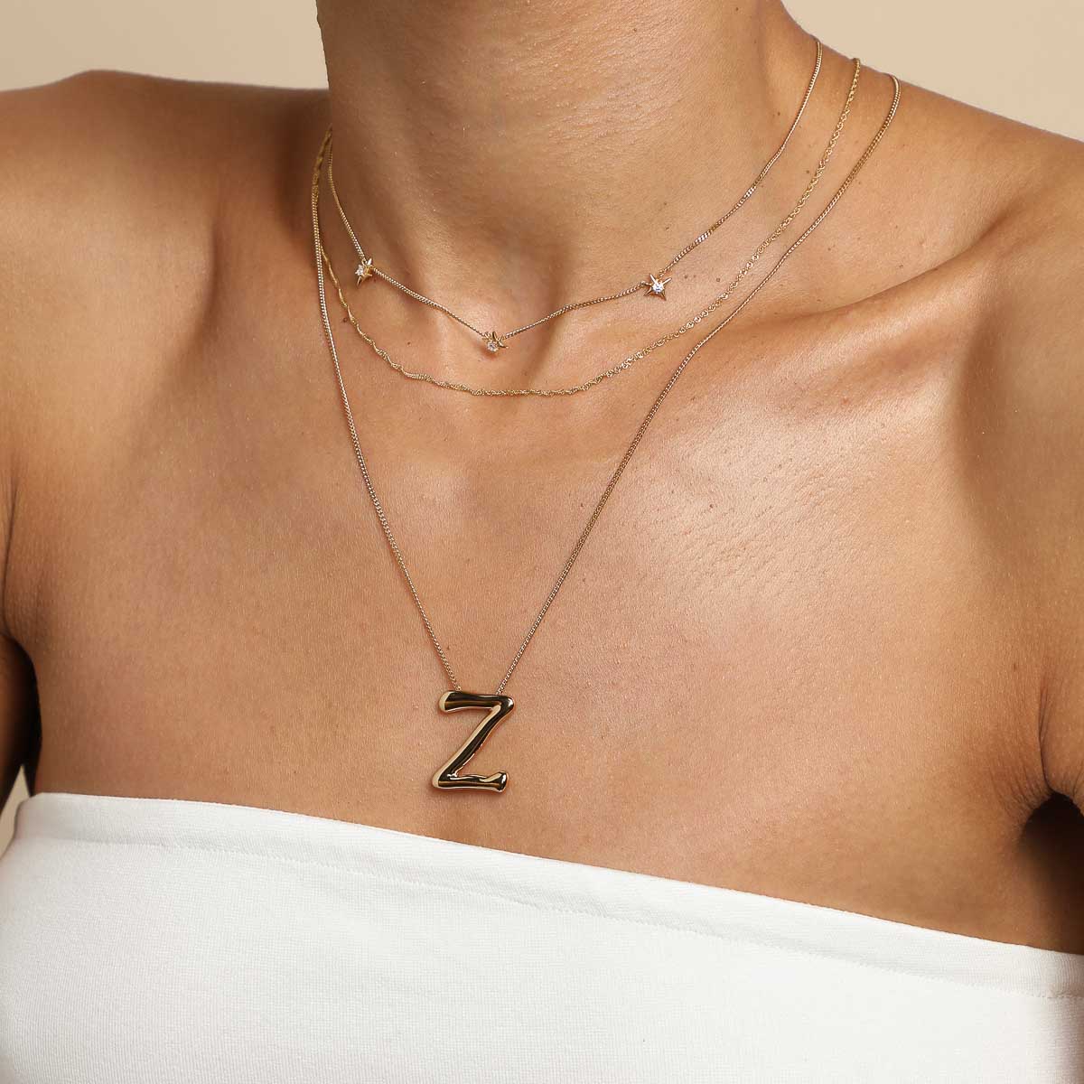 Z Initial Bold Pendant Necklace in Gold - Image 3